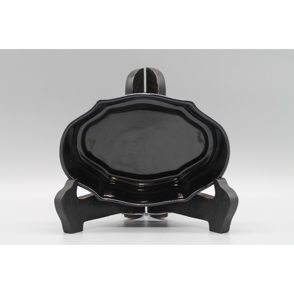 Vintage Johannes Brahm California 665 Black Pottery Small Oval Dish Tray USA